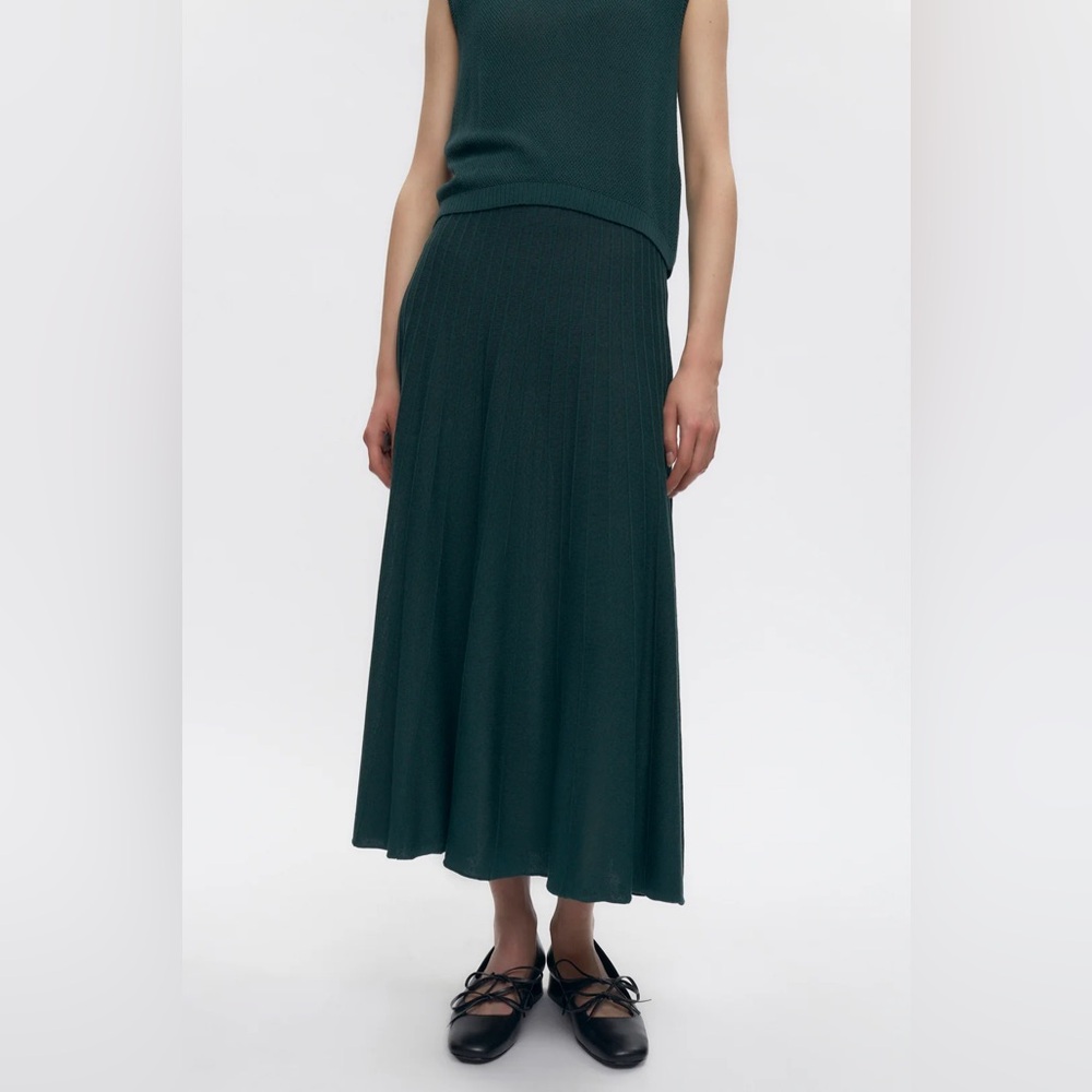 KOTN Gezira Pleated Midi Skirt – Racing Green – Size S